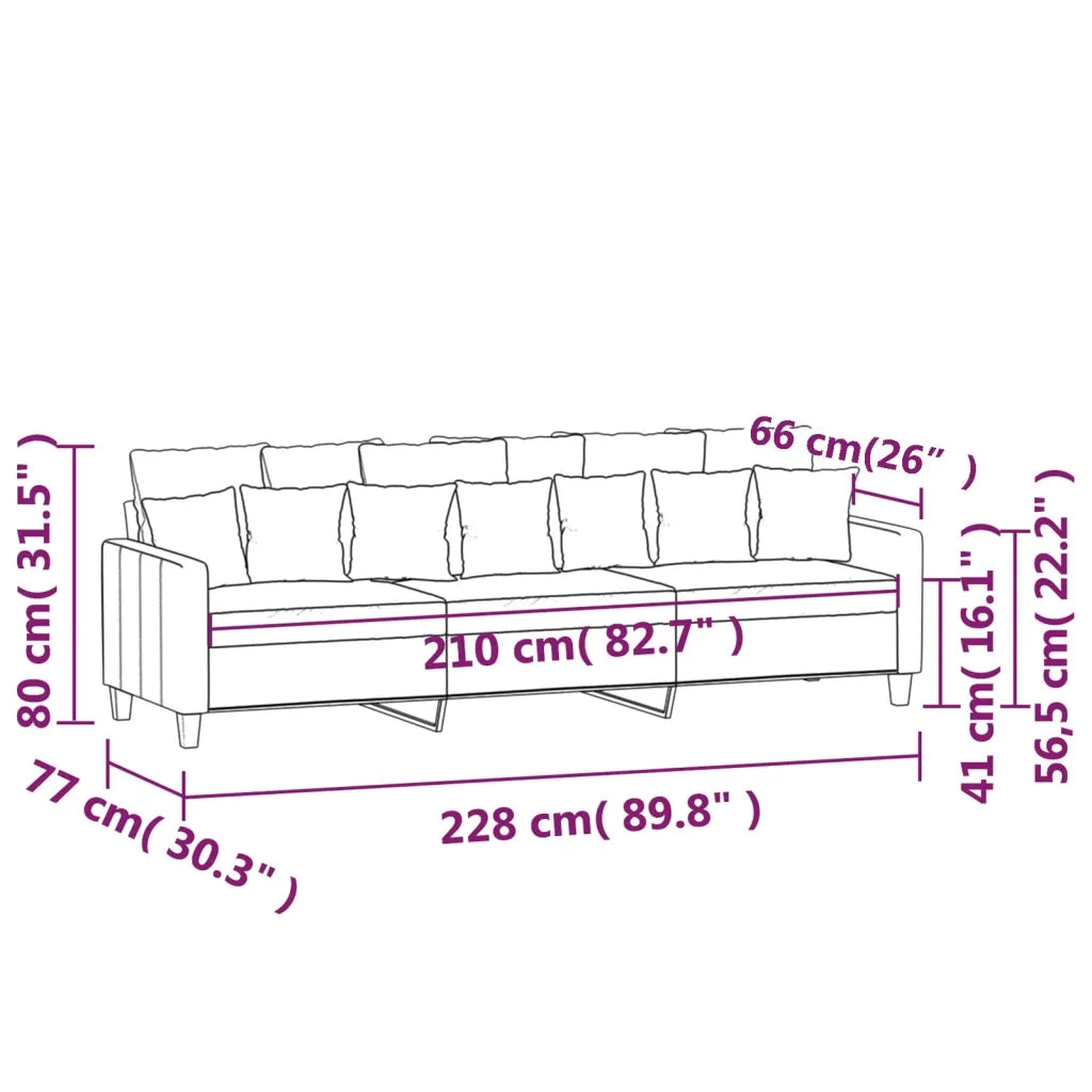 Divano a 3 Posti Grigio Chiaro 210 cm in Tessuto 348847
