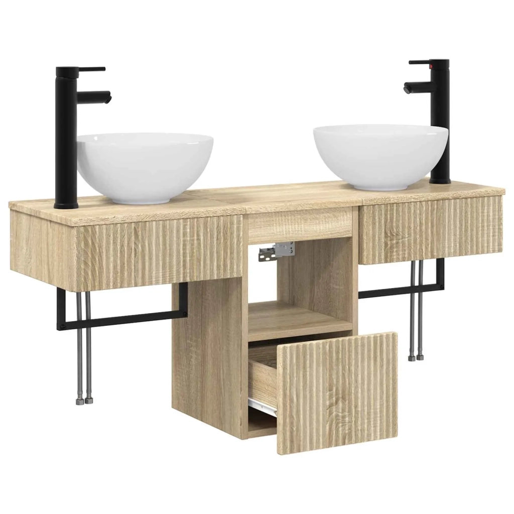 Set di mobili per il bagno 3 pz Rovere Sonoma 3405579