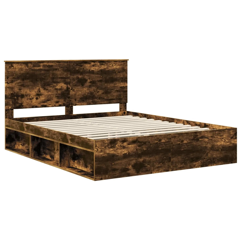 Letto matrimoniale | Letto per adulti | Struttura del letto Rovere fum¨¦ 160 x 200 cm Pino massello