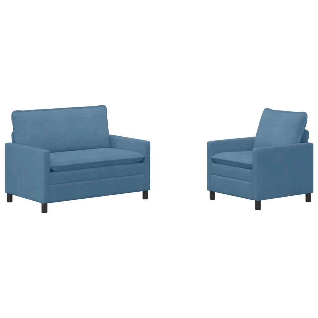 Set di divani 2 pcs Blu Tessuto