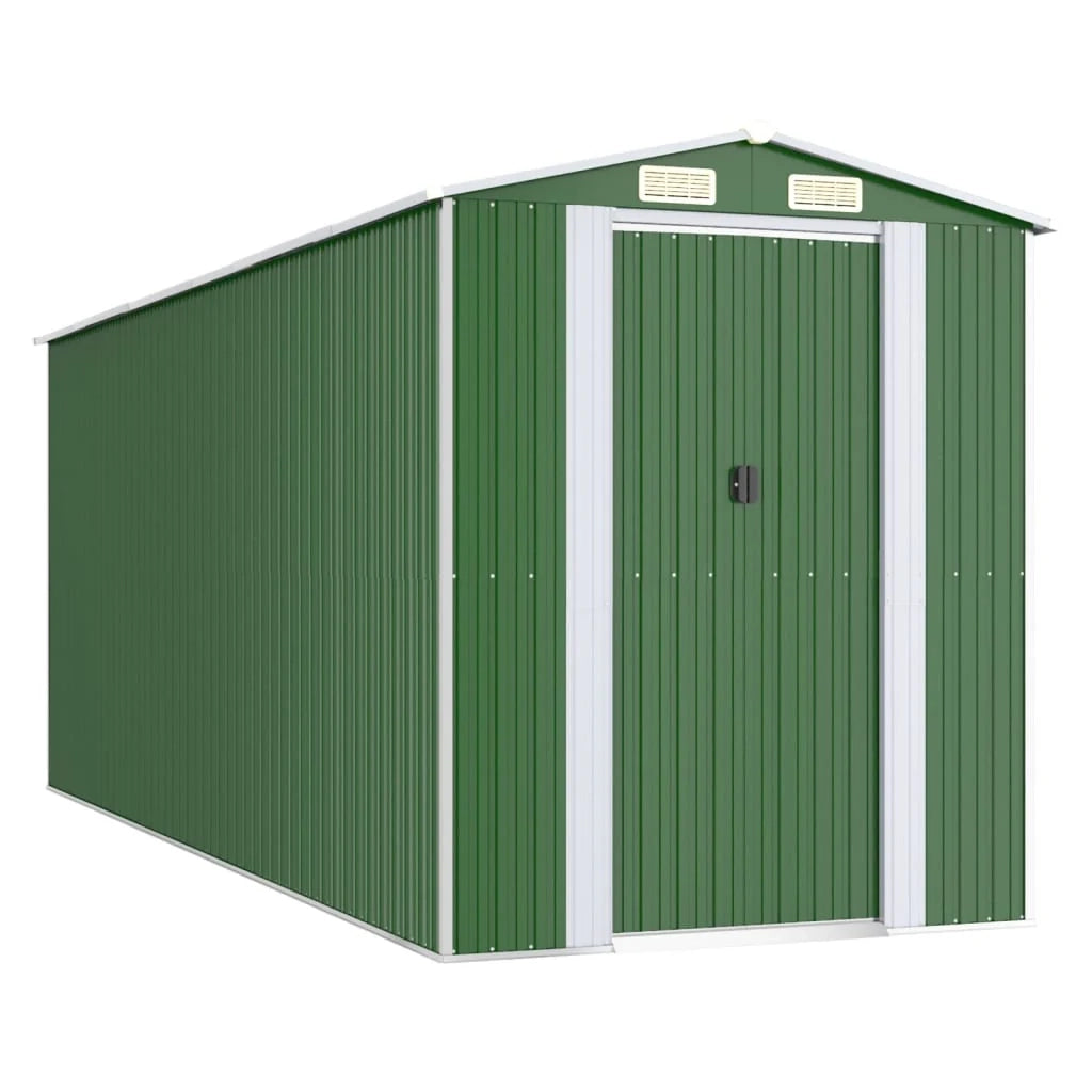Casetta da giardino cabina ripostiglio casetta da esterno robusta casetta per attrezzi 192 x 523 x 223 cm acciaio zincato verde 02_0022365