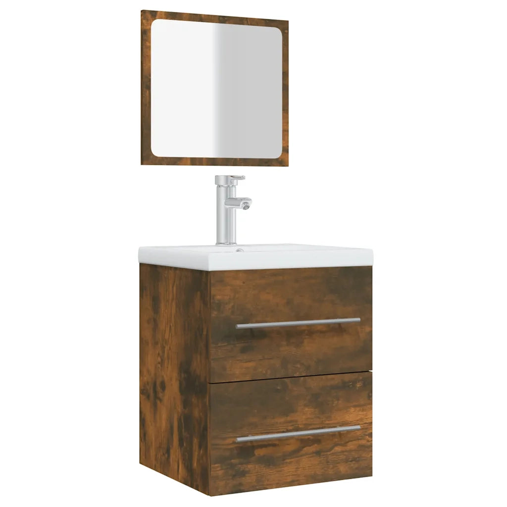 Mobile da Bagno con Specchio Rovere Fumo 41x38,5x48 cm 820469