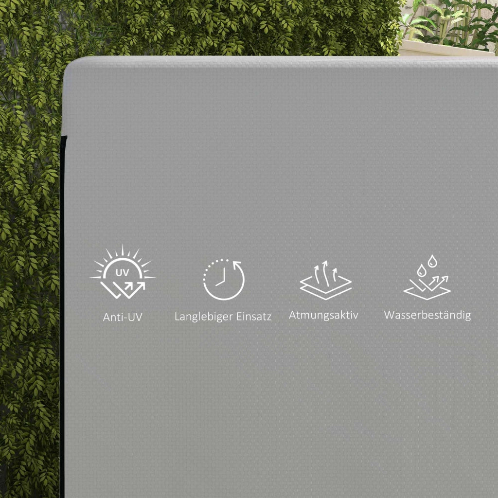Copertura per mobili da giardino impermeabile con zip e cinghia con fibbia in polietilene grigio 215 × 155 × 150 cm