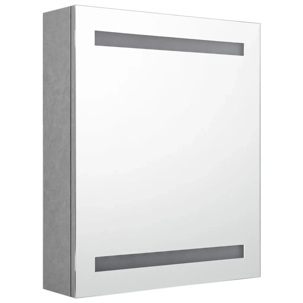 Armadietto Bagno con Specchio e LED Grigio Cemento 50x14x60 cm