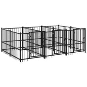 Gabbia per cuccia recinto per animali da esterno per cani in acciaio 5,63 m² nero 02_0041858