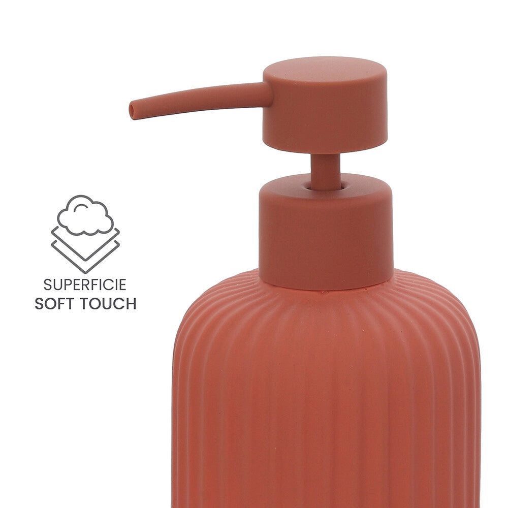 Set accessori bagno in ceramica rosso con dispenser sapone e due portaspazzolini Spring