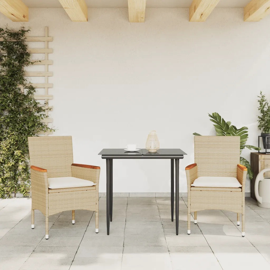 Sedie da Giardino con Cuscini 2 pz Beige in Polyrattan 368121