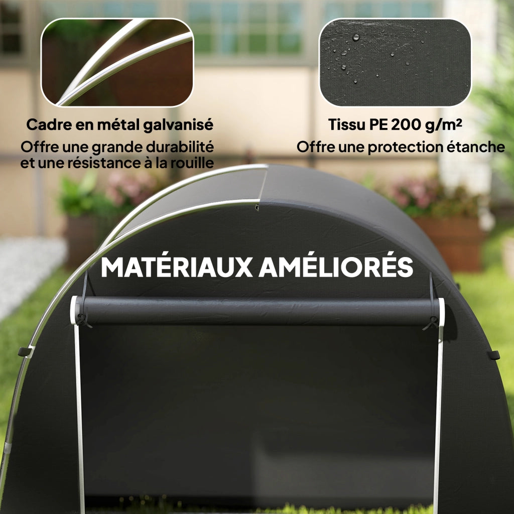 Capanno da giardino ¨C zephmum ¨C 245x120x200 cm, grigio antracite, porta roll-up, impermeabile