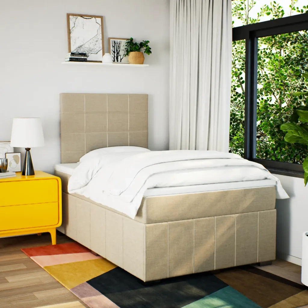 Giroletto a Molle con Materasso Crema 120x190 cm in Tessuto 3291612
