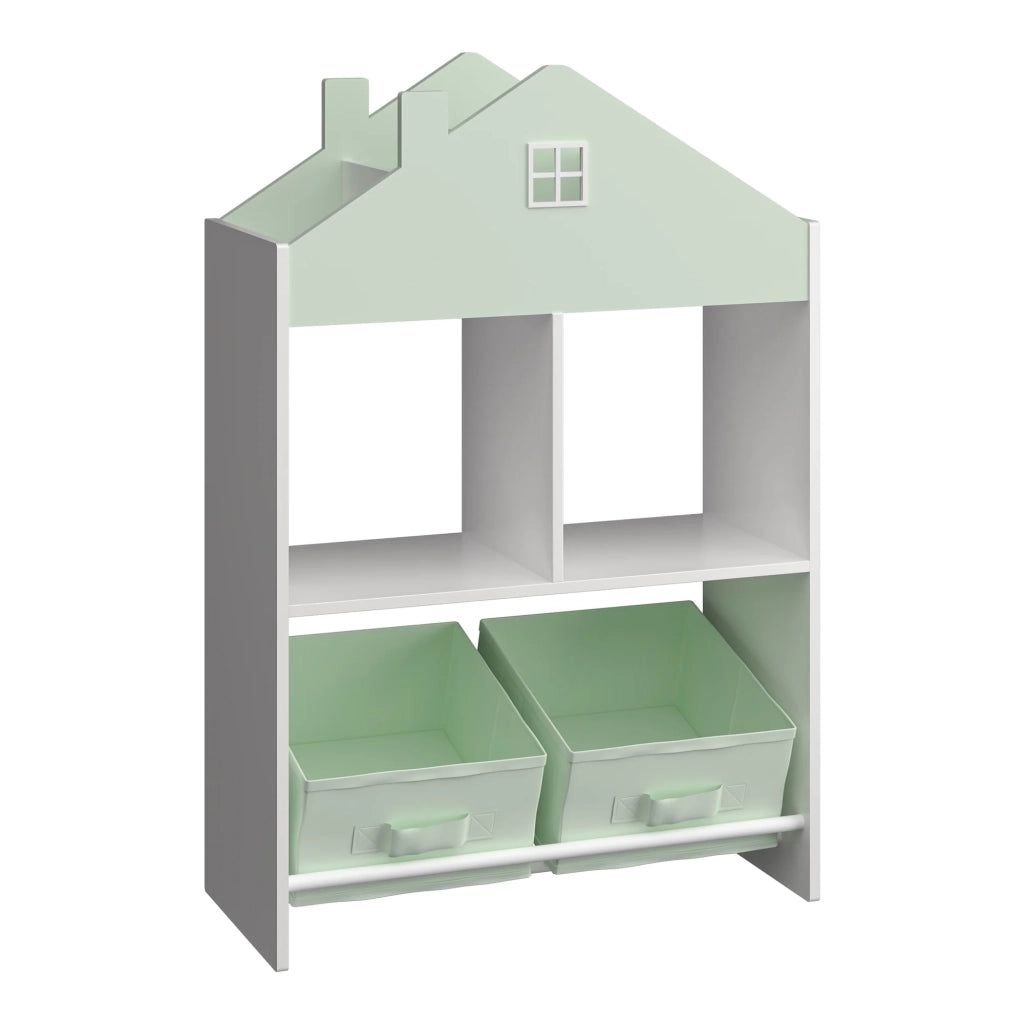 Scaffale dal design senza tempo per soggiorno camera da letto mobile contenitore per bambini verde menta/bianco 03_0011317
