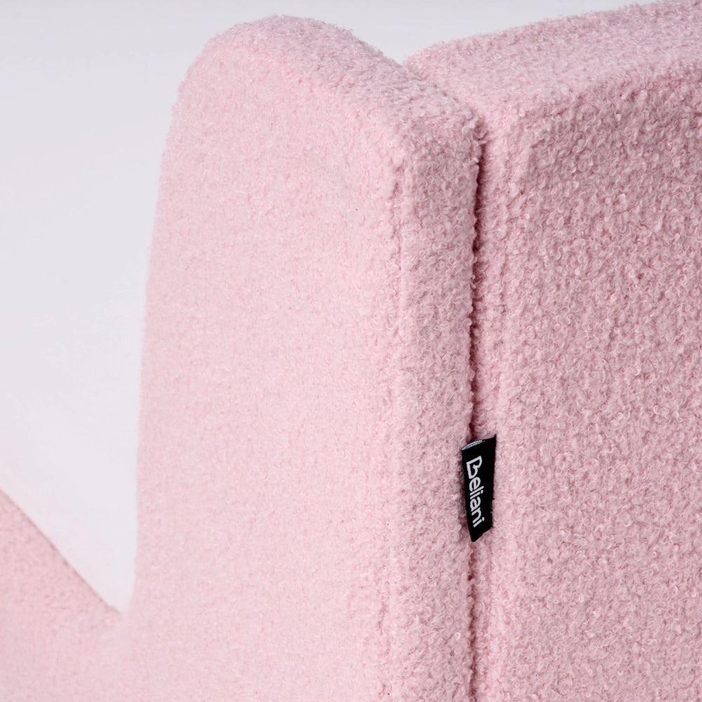 Letto singolo in bouclè rosa con base a doghe 90 x 200 cm Camera da letto Bambini Camera Moderna Tradizionale