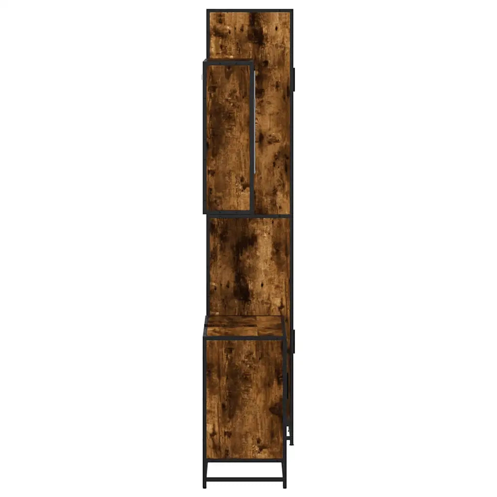 Set Mobili da Bagno 3 pz Rovere Fumo in Legno Multistrato 3301097