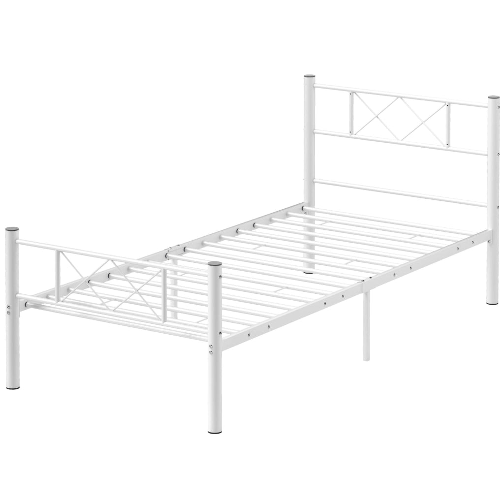 Letto singolo con testiera alta e contenitore ¨C Zephmum ¨C Acciaio bianco 90x200 cm