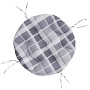Cuscino Rotondo Grigio Motivo a Quadri ? 60x11cm Tessuto Oxford