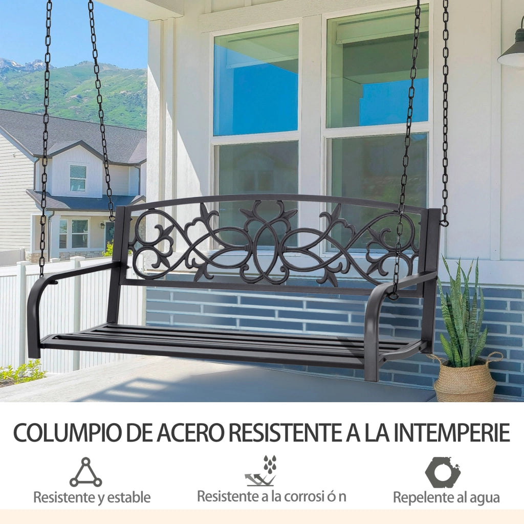 Amaca da giardino per 2 persone con braccioli ¨C zephmum ¨C 127x59,5x52 cm nero
