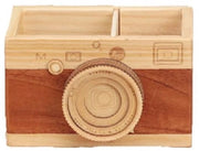 Organizzatore da Scrivania con 2 Compartimenti in Legno - Penna e Matita - Design Scandinavo - Sostenibile - Fornito con Tasca per Pennarelli