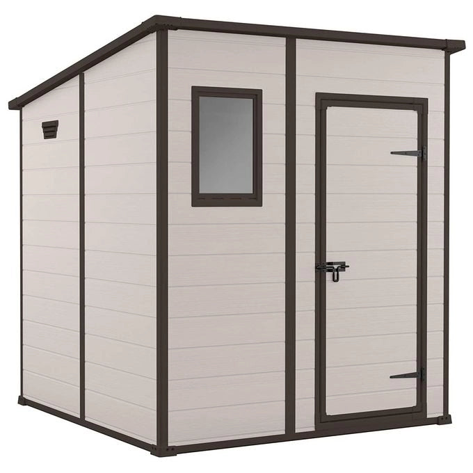 Keter K242788 Manor Pent Casetta da Giardino in Resina 183.5x185x200 cm con Pavimento e Finestra colore Beige
