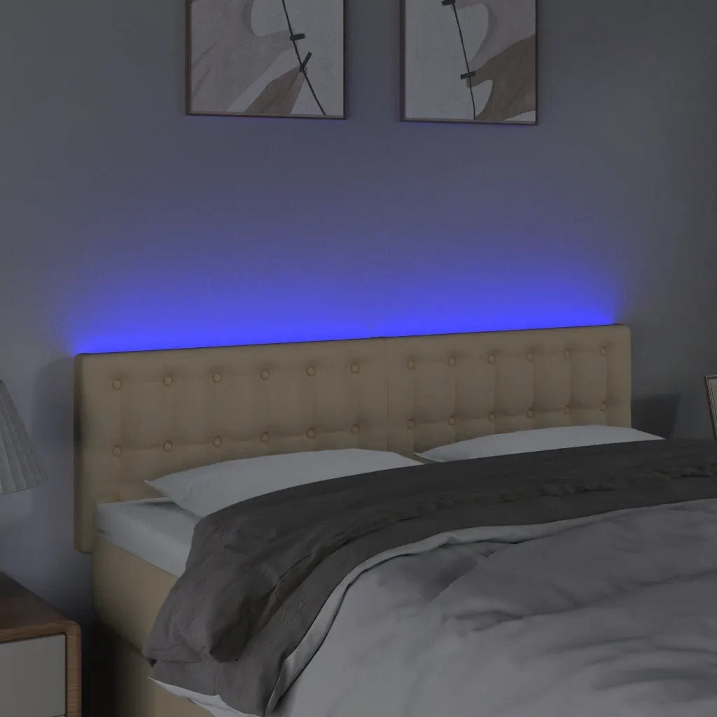 Testiera | Testata a LED Crema 144x5x78/88 cm in Tessuto
