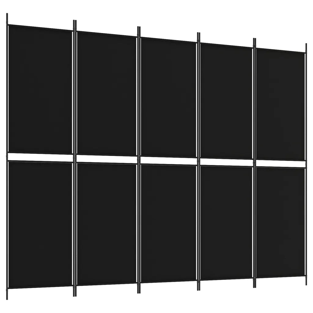 Divisorio 5 Pannelli Nero 250x200 cm Tessuto 350237