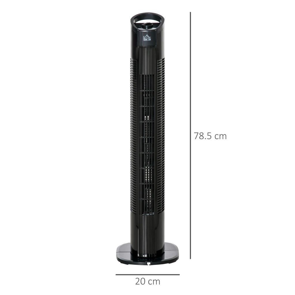 Ventilatore a Torre Moderno 3 Velocita' con Oscillazione ¨C Zephmum ¨C Nero PP 20x78.5 cm