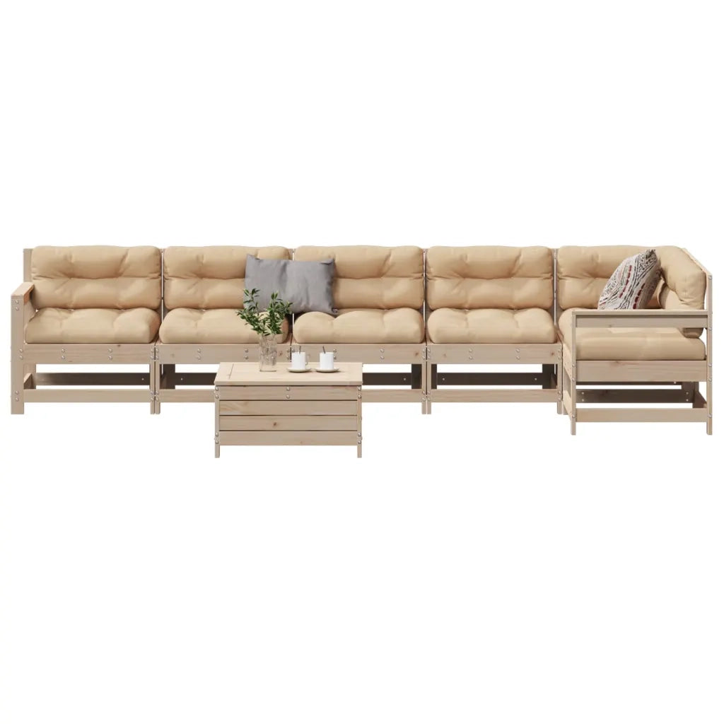 Set Salotto Giardino 7 pz Cuscini Antracite Legno Massello Pino 3250892