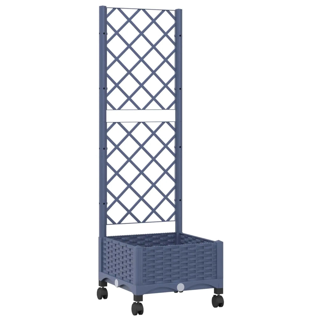 Vaso da giardino con grigliato e ruote Blu Grigio PP 3422916