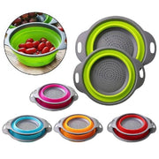 Trade Shop - Set 2 Scolapasta Cestello In Silicone Pieghevole Ripiegabile Multiuso 17 E 22 Cm -