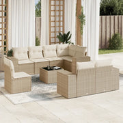 Set Divano da Giardino 9 pz con Cuscini Beige in Polyrattan 3222847