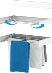 Droga per la parete, estensibile 80 cm, stendibiancheria appeso in formato compattibile, stendibiancheria per interni ed esterni estensibile e ideale per la cabina doccia o il balcone, bianco