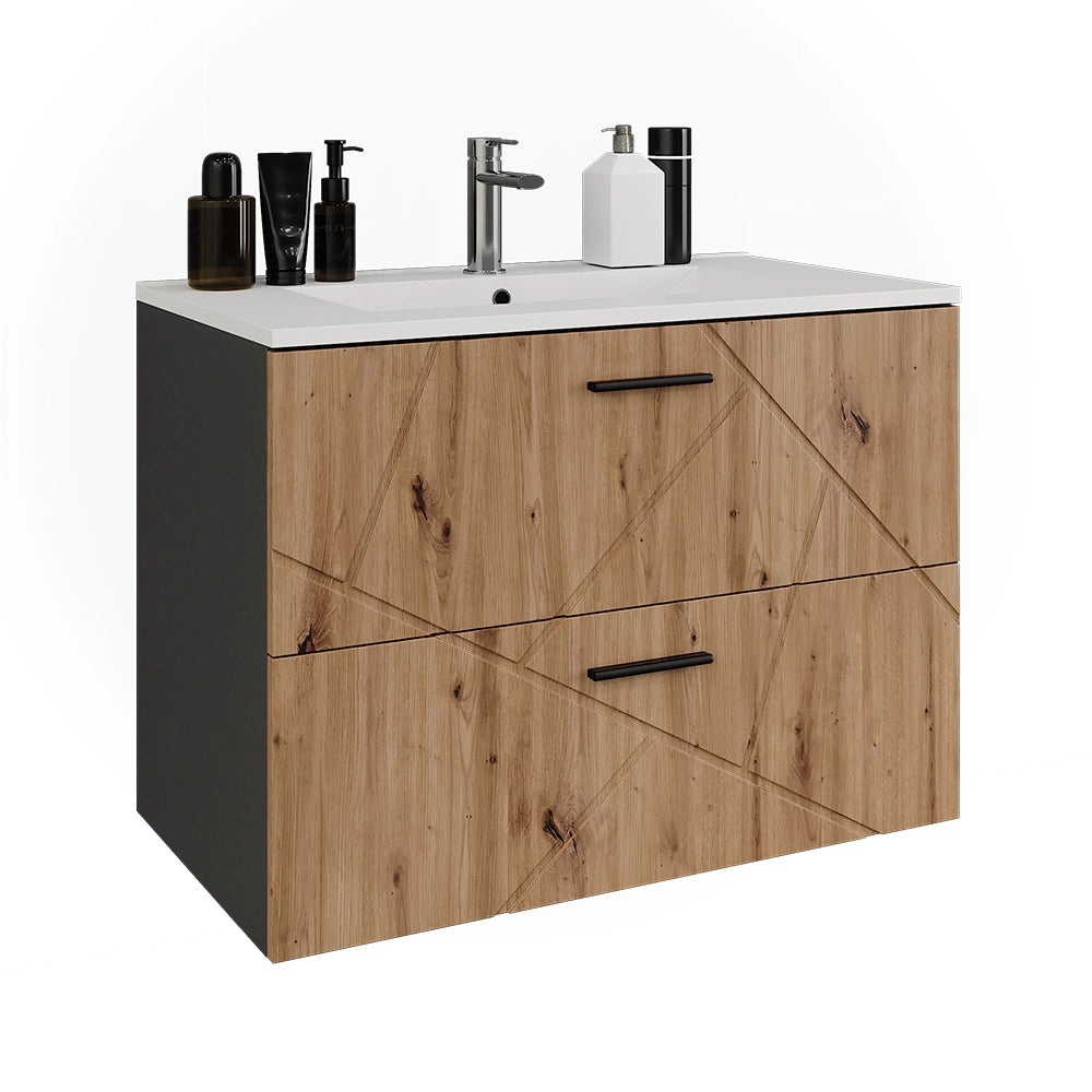 Vicco Set di mobili da bagno Antracite/Artisan 2 parti