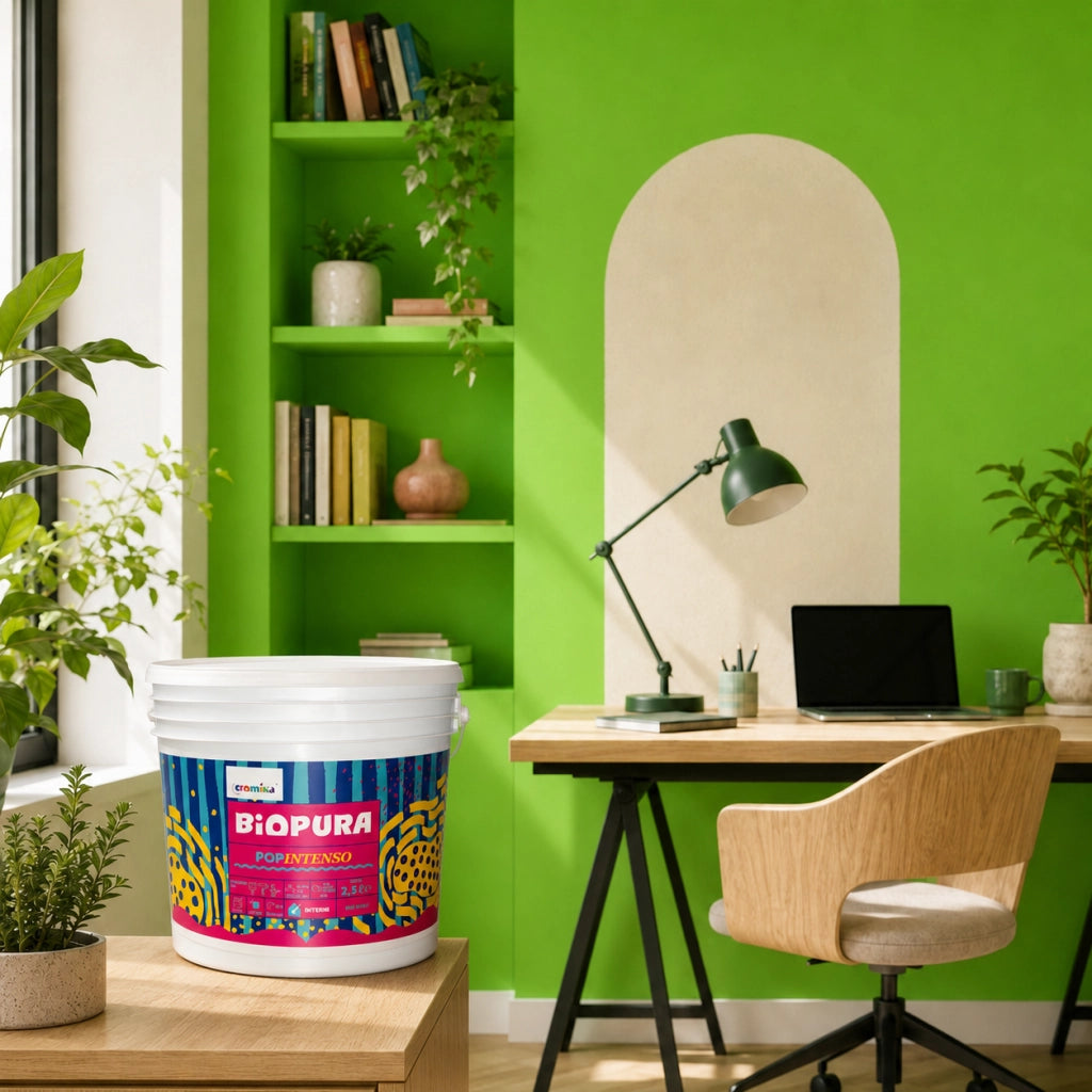 Popintenso palestra e decori interni pittura murale lavabile e coprente cromika *** formato 2.5 lt, colore- verde fla...