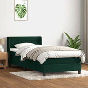 vidaXL Giroletto a Molle con Materasso Verde Scuro 80x220 cm Velluto
