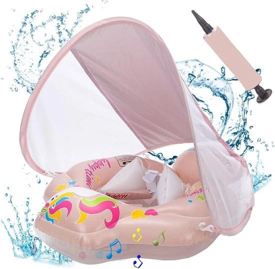 Zwemring per bambino con tettoia solare rimovibile - aiuto per nuotare con cinture di spalla regolabili - nuotatore gonfiabile per bambini - 3 a 36 mesi