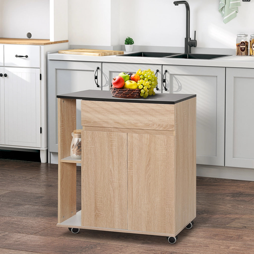 EasyComfort Carrello da Cucina con Ruote, Carrello Cucina con Cassetti Armadietto in Legno Truciolato 78x39.5x88.5cm