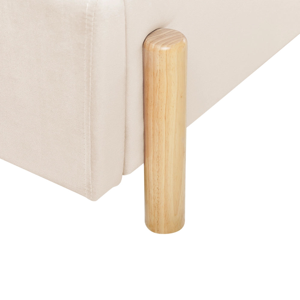 Letto con Contenitore in Velluto beige, Misura Singola 90 x 200 cm Design Minimalista Retro con Testiera a Mezza Luna