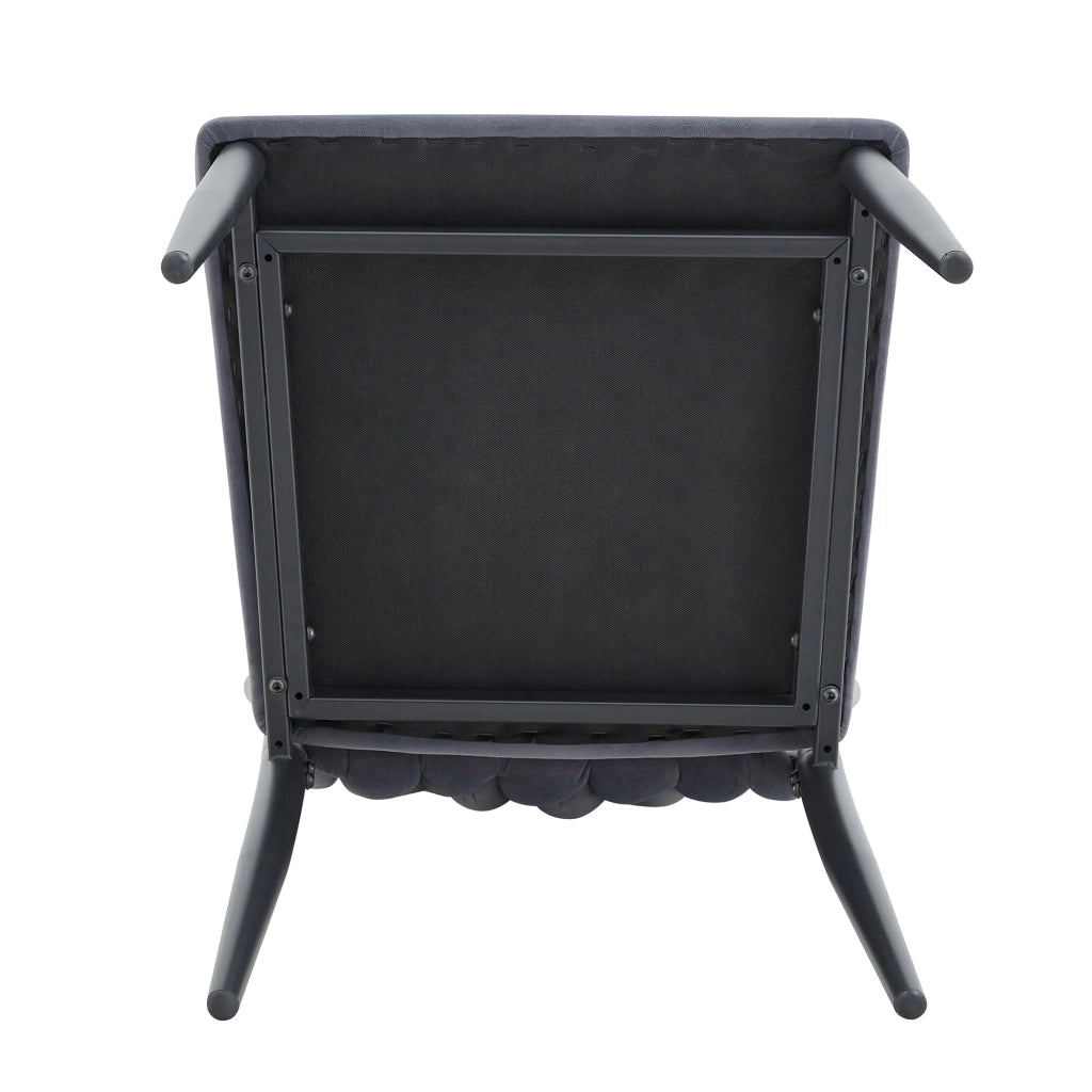SEDIA da pranzo con schienale alto velluto grigio scuro e gambe in metallo nero