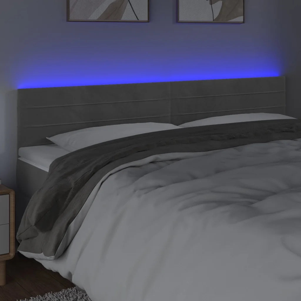 Testiera | Testata a LED Grigio Chiaro 180x5x78/88 cm in Velluto