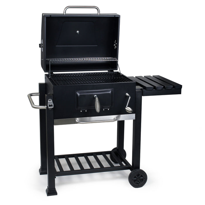Barbecue a carbone carrellato con coperchio termometro altezza carbone regolabile BBQ a carrello