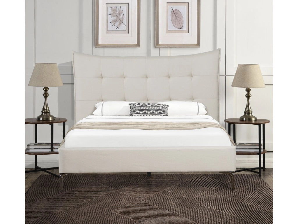 Letto matrimoniale in tessuto imbottito "Aspen" da 160 x 200 cm - Beige