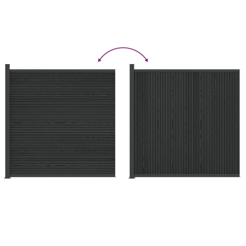 Pannello di Recinzione WPC e Alluminio Nero 42039054