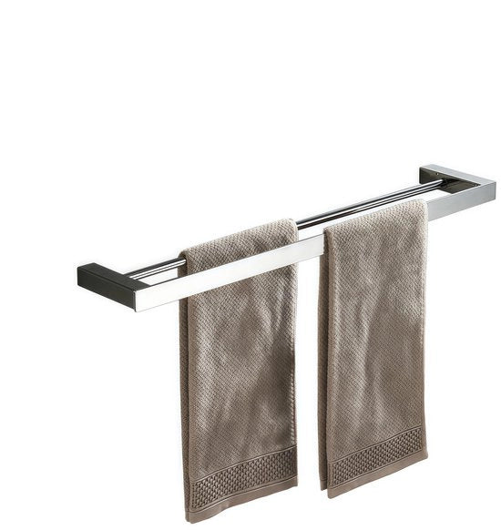 Scaffale per asciugamani - Montaggio a parete - In acciaio inossidabile - Laccato - Due appigli per asciugamani - Ideale per bagno e toilette - 40 cm