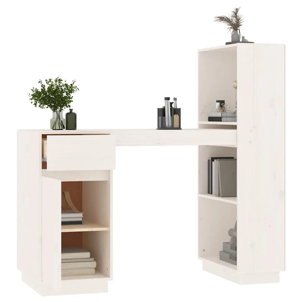 Scrivania Bianca 110x53x117 cm in Legno Massello di Pino 814510