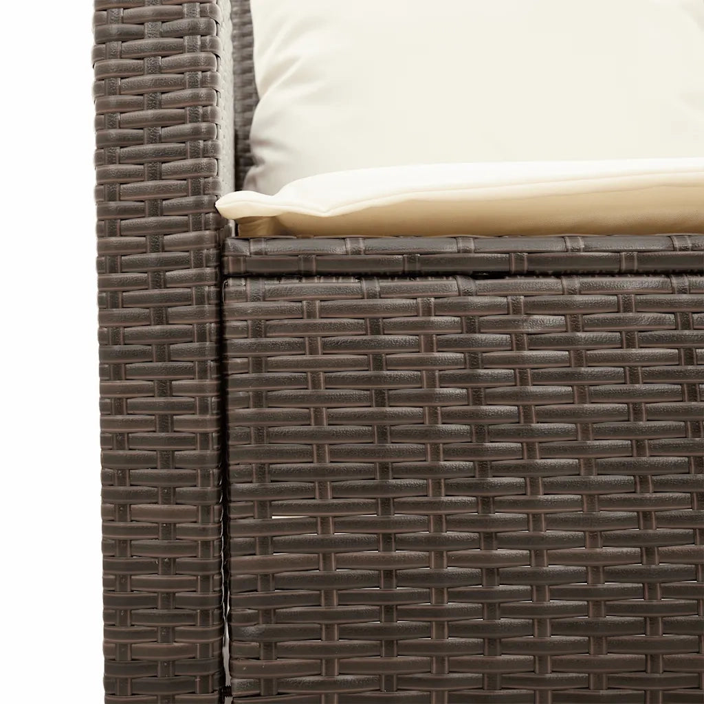 Set Divano da Giardino 4 pz con Cuscini Marrone in Polyrattan