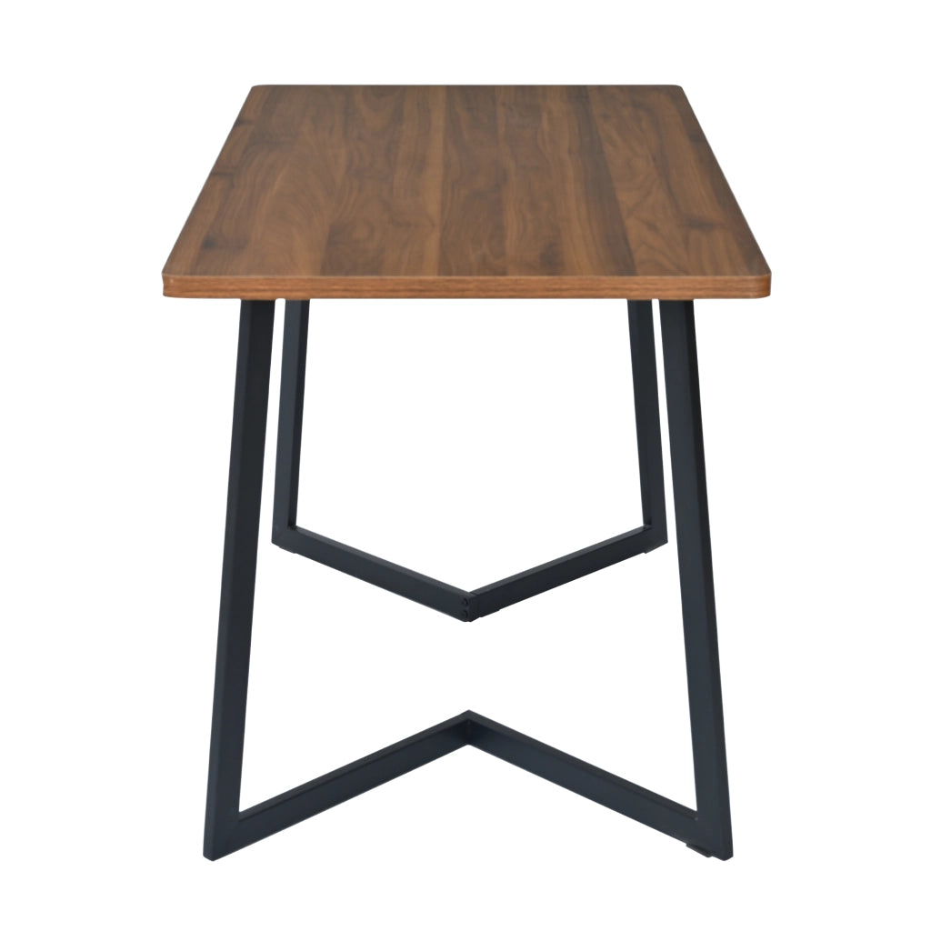 Tavolo da pranzo in MDF con struttura in metallo, effetto legno, per cucina e soggiorno, nero noce, 117 × 68 × 75 cm