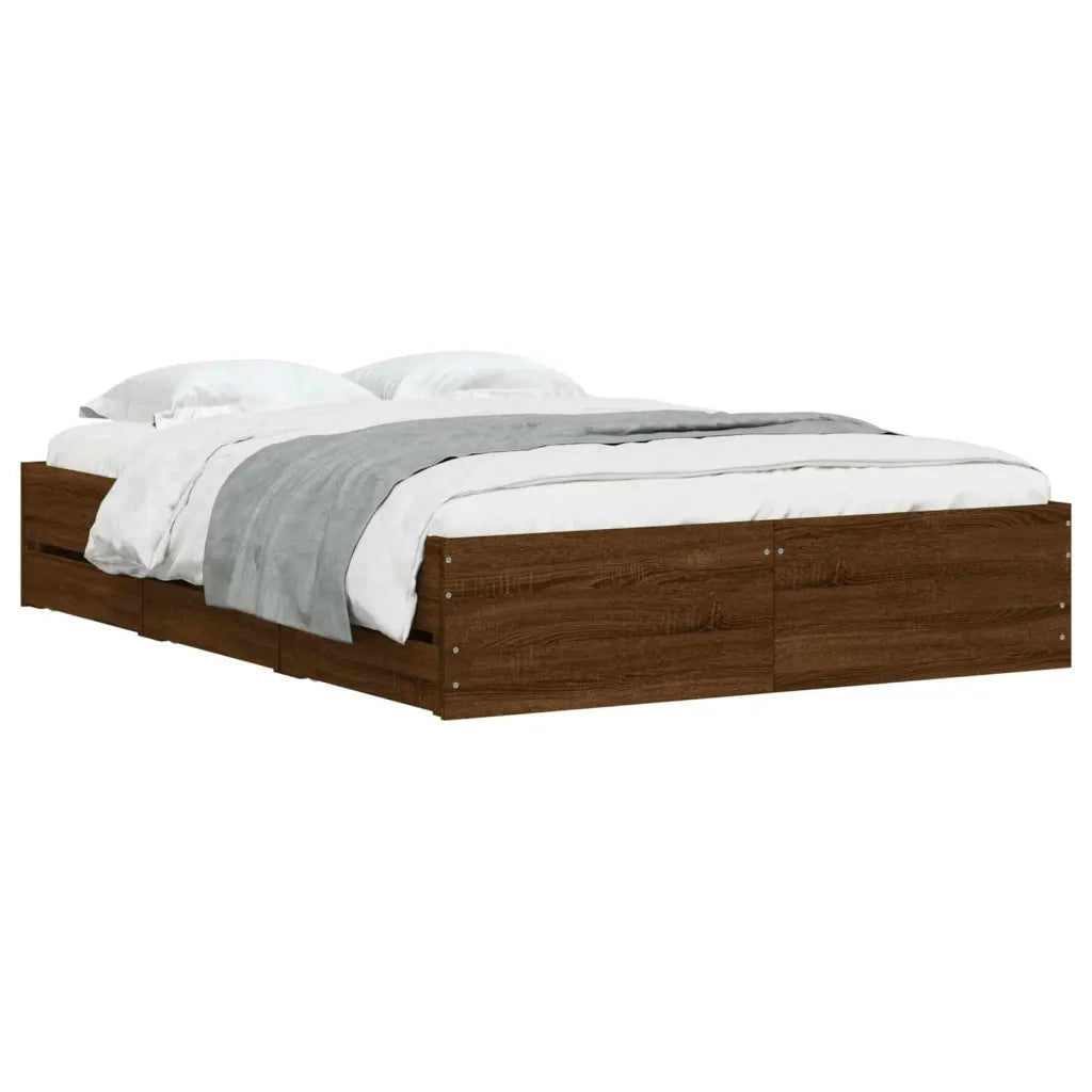 Giroletto Cassetti Rovere Marrone 135x190 cm Legno Multistrato