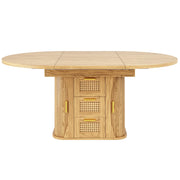 Tavolo da pranzo allungabile con contenitore; 1 cassetto e stile legno; in mdf; naturale