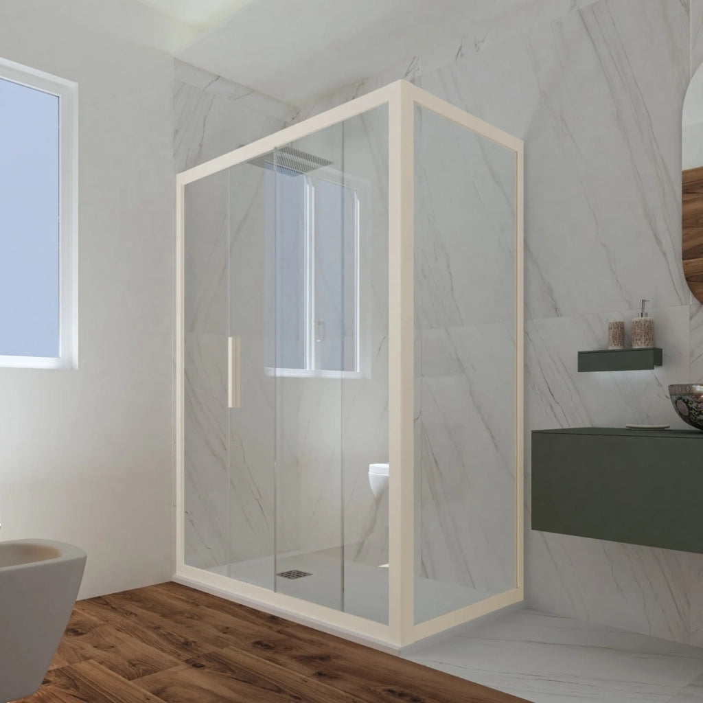 Box doccia scorrevole 75x170 CM H 200 Vetro Trasparente Profilo Champagne mod. Deco Duo