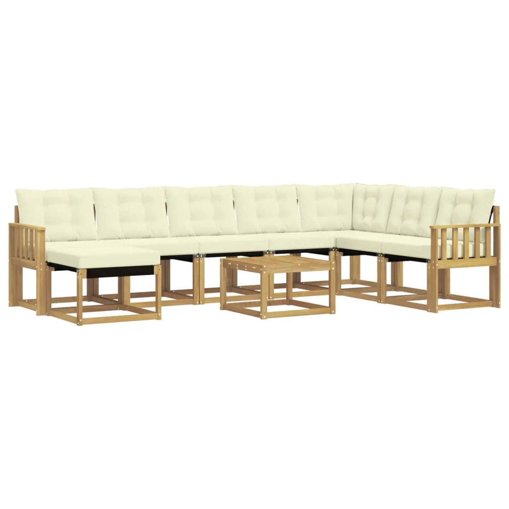 Set di divani da esterno con cuscino 9 pcs Bianco e Crema 3389784