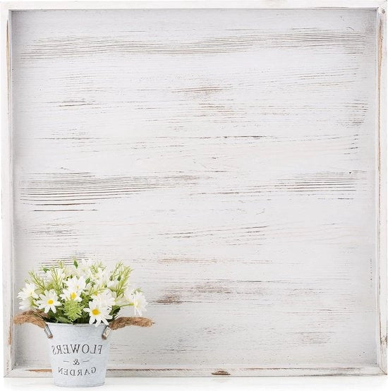 Piatto da caffè in legno rustico extra grande con maniglie - tavolo da salotto decorativo per soggiorno cucina - arredamento rurale per la casa - 20 pollici x 20 pollici
