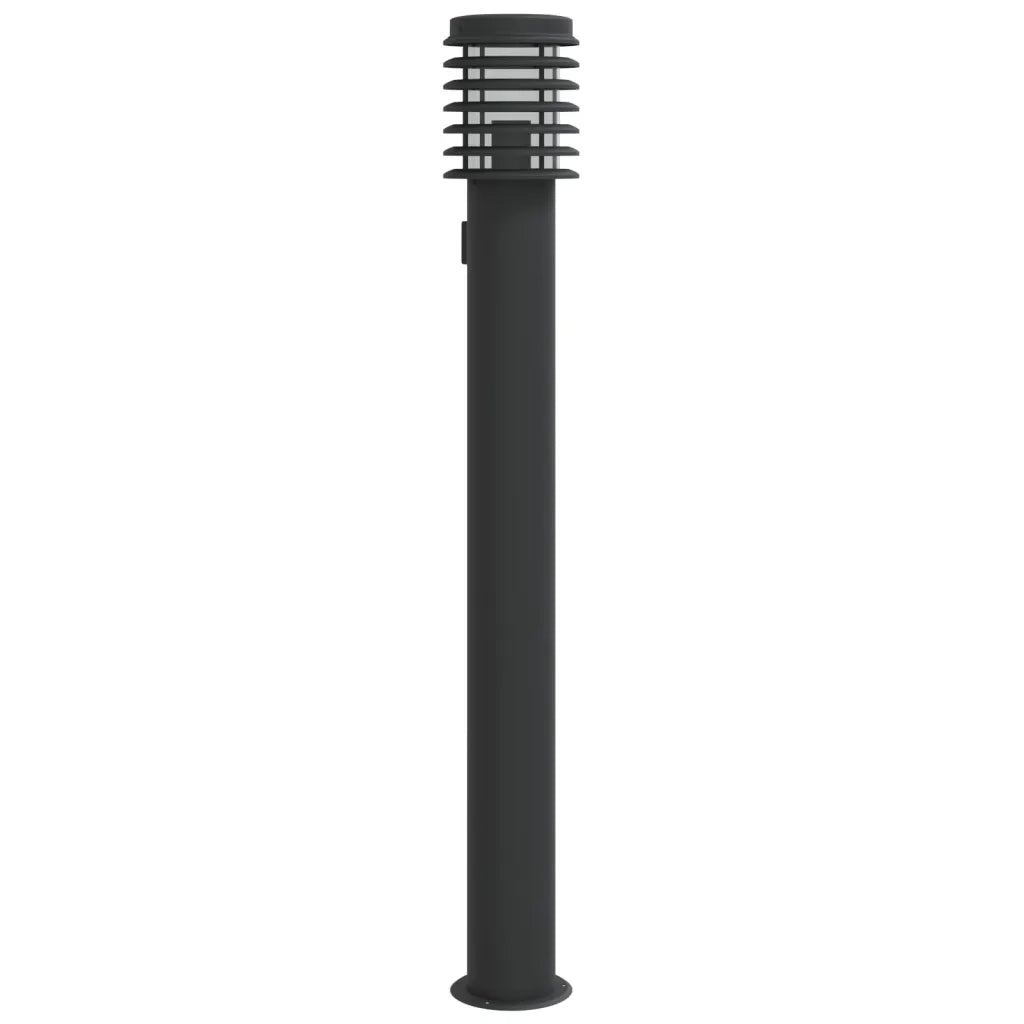 Lampade da Terra per Esterni con Presa 3 pz Nere 110 cm Acciaio